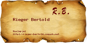 Rieger Bertold névjegykártya